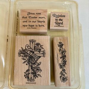 Stampin’ Up! Wood Rubber Stamp Set Of 4 “Easter Morn” Vintage 1998